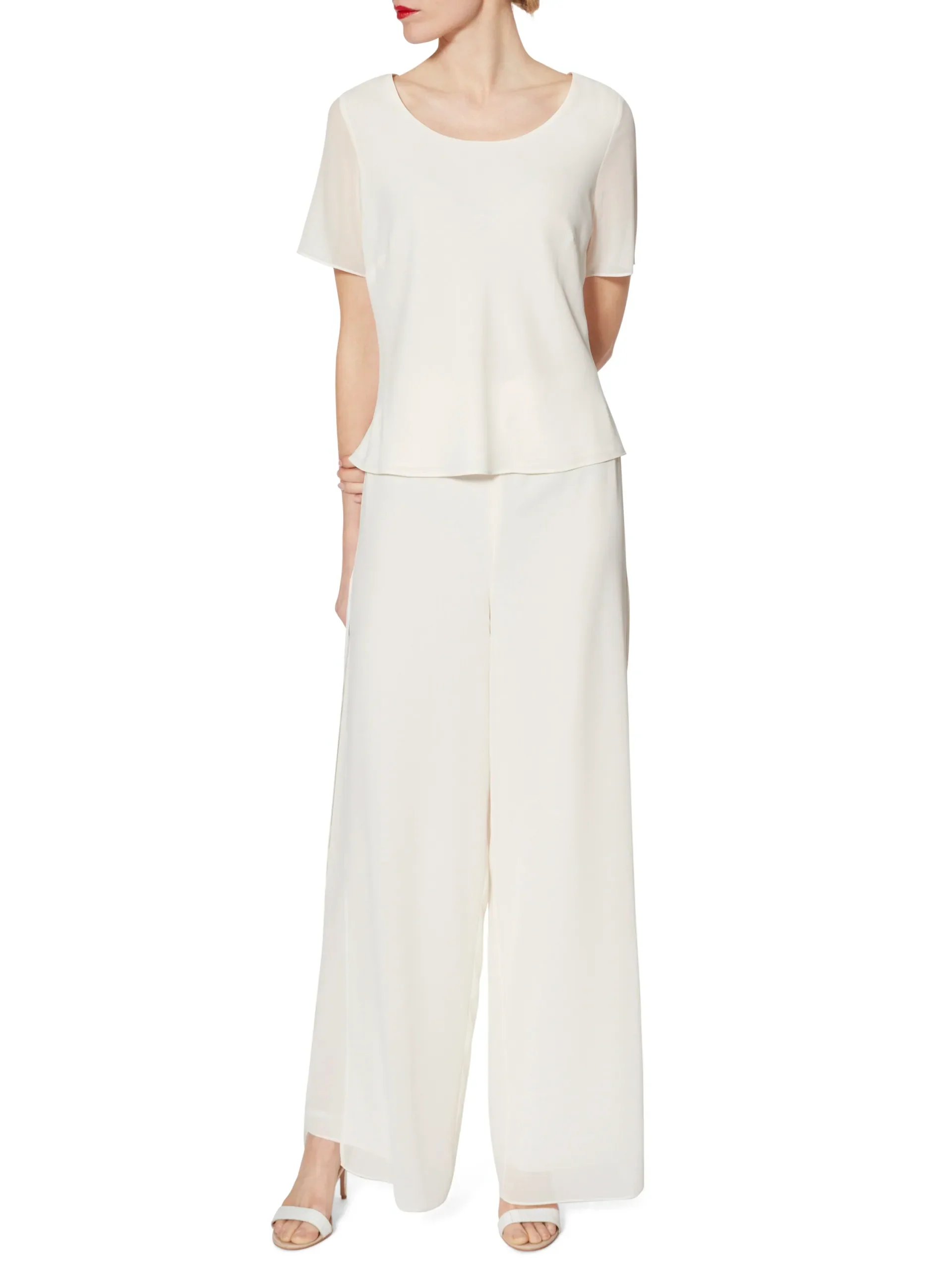 Gina Bacconi Chalk White Triple Layer Chiffon Top - Image 4