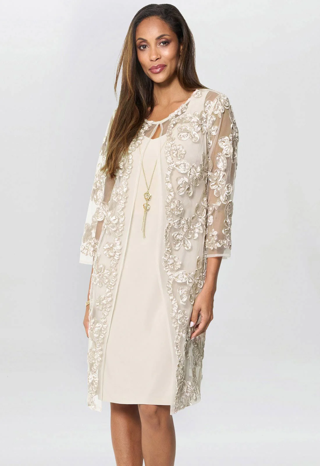 Gina Bacconi Champagne Dollie& Jacket Outfit - Image 4