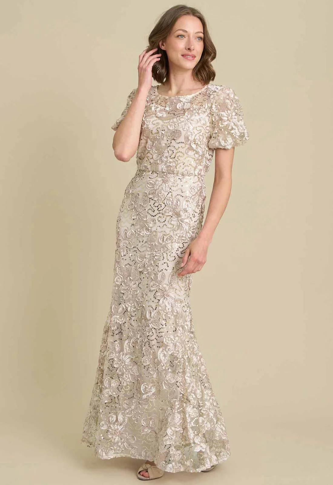 Gina Bacconi CHAMPAGNE Mimmi Sequin Maxi Dress - Image 3