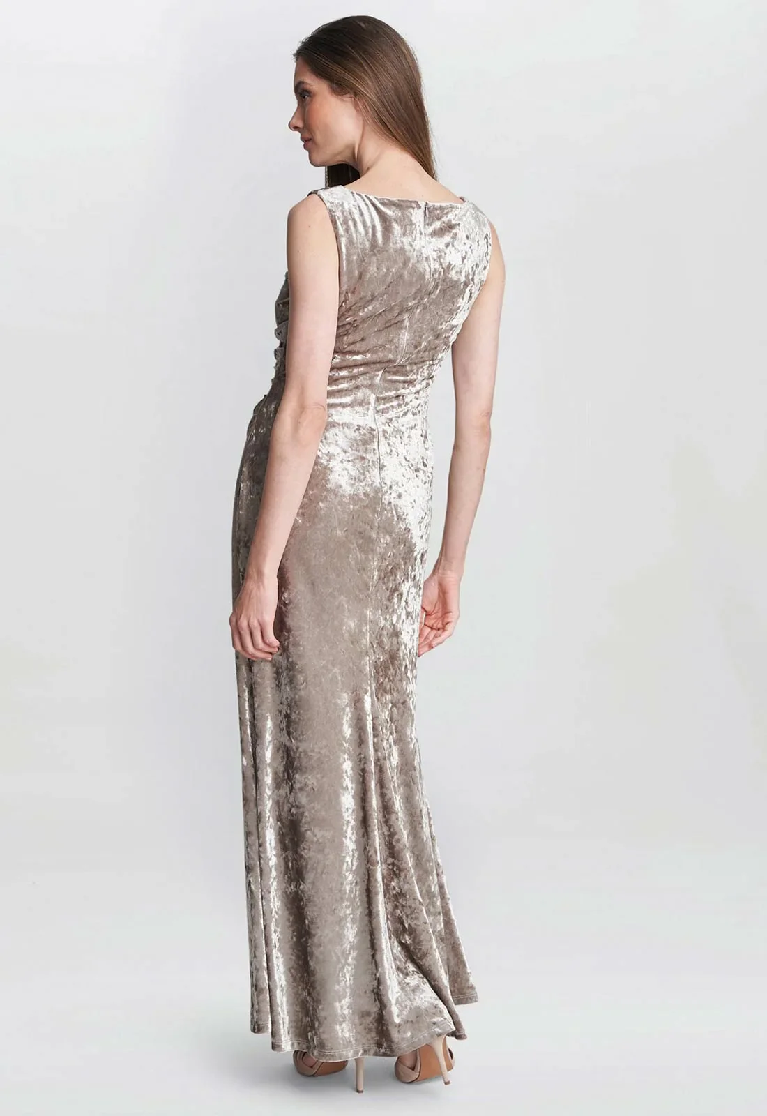 Gina Bacconi Champagne Talia Velvet Dress - Image 2