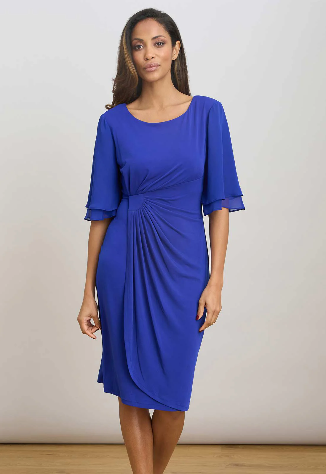Gina Bacconi COBALT Hanne Jersey And Chiffon Wrap Dress - Image 2
