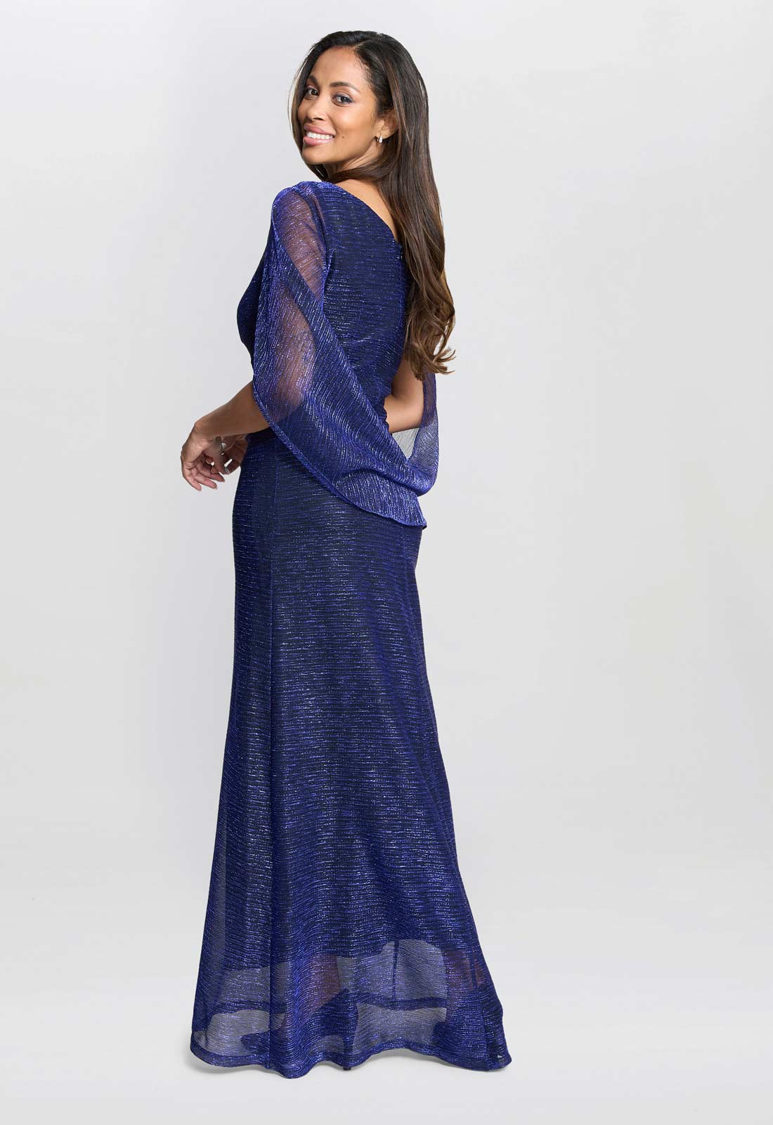 Gina Bacconi Cobalt Joanna Metallic Knit Maxi Dress - Image 2