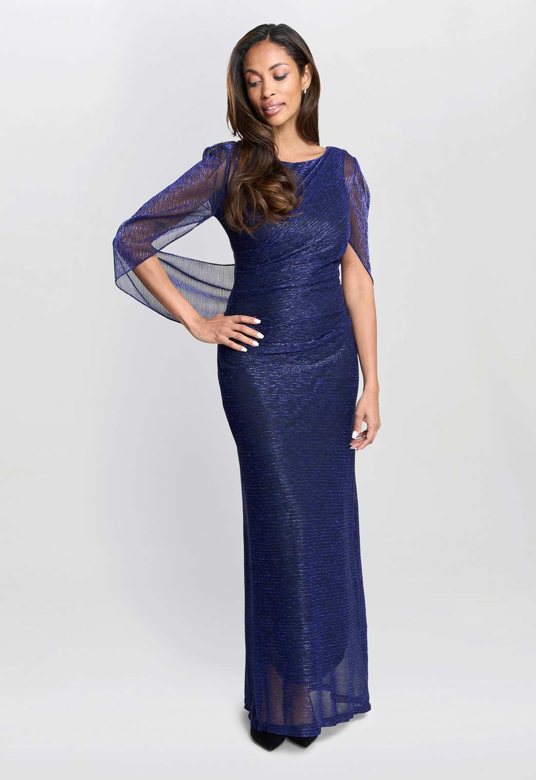 Gina Bacconi Cobalt Joanna Metallic Knit Maxi Dress - Image 3