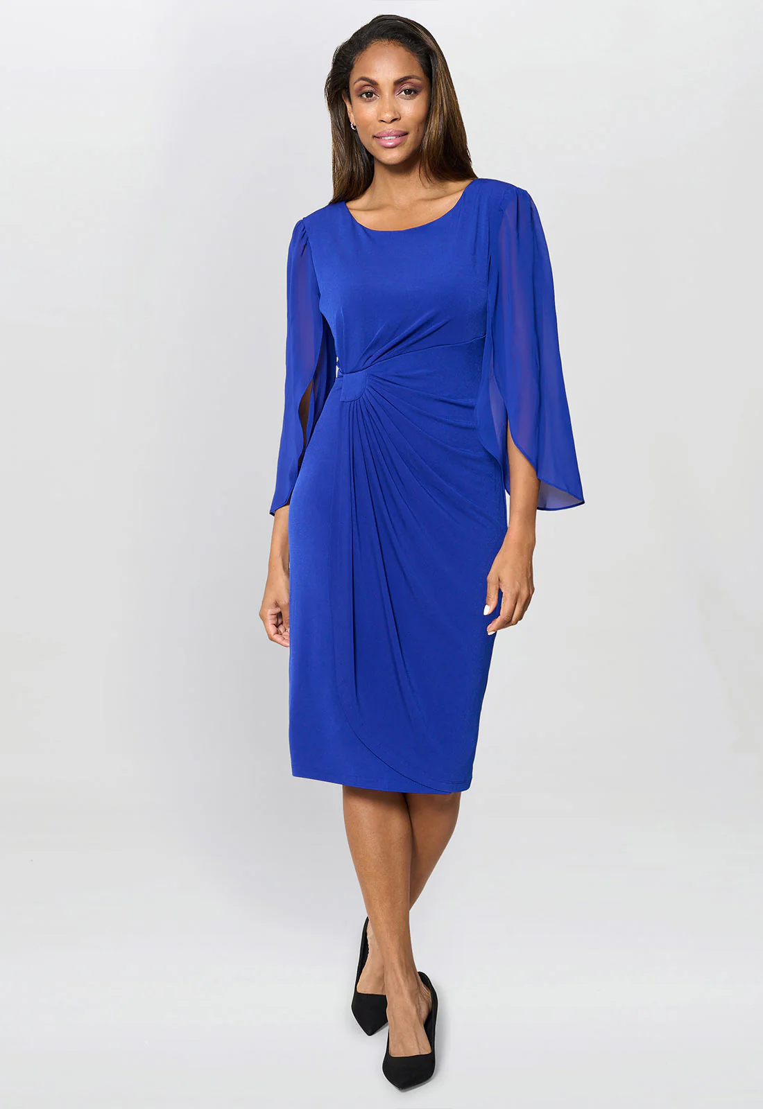Gina Bacconi Cobalt Ryder Jersey And Chiffon Wrap Dress - Image 3