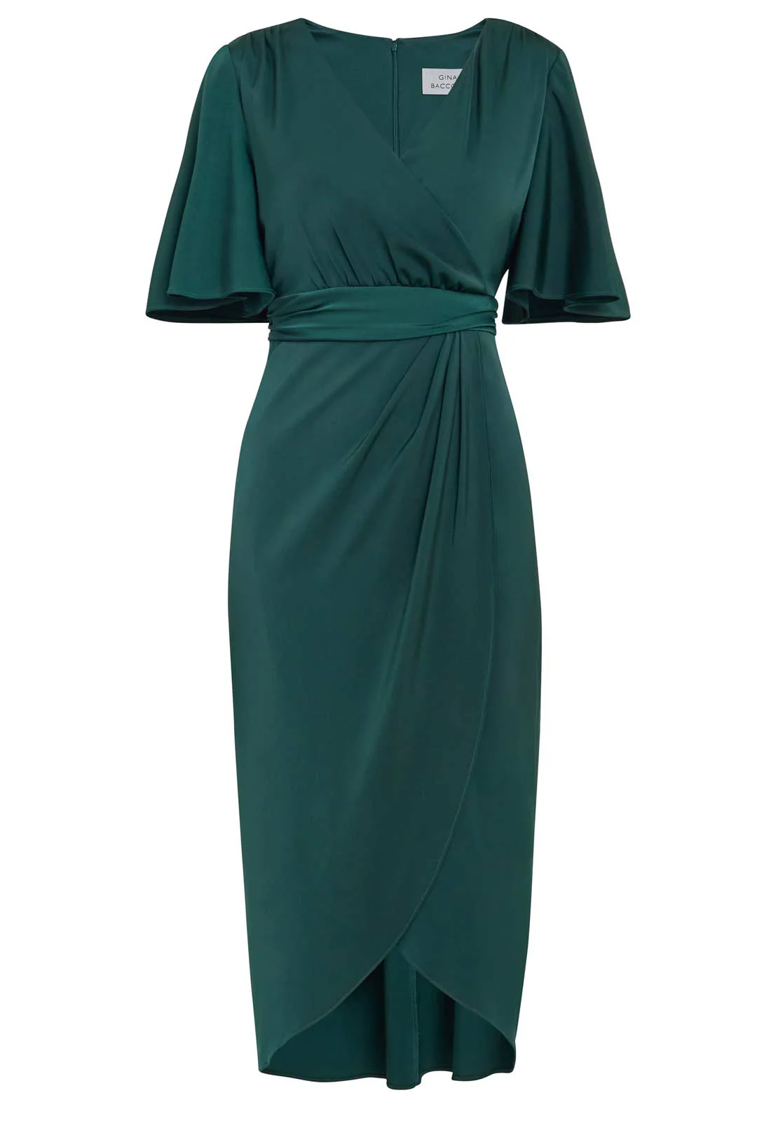 Gina Bacconi Dark Green Misha V Neck Midi Dress - Image 4