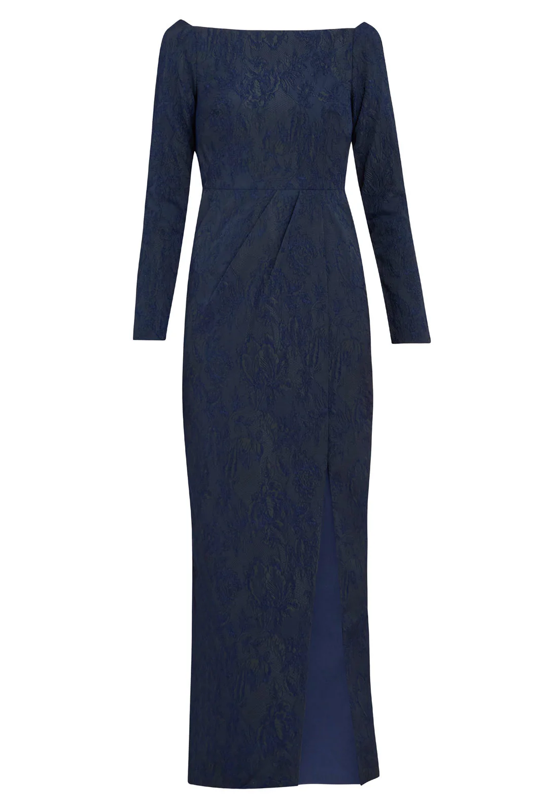 Gina Bacconi Dark Navy Amira Stretch Jacquard Maxi Dress - Image 5