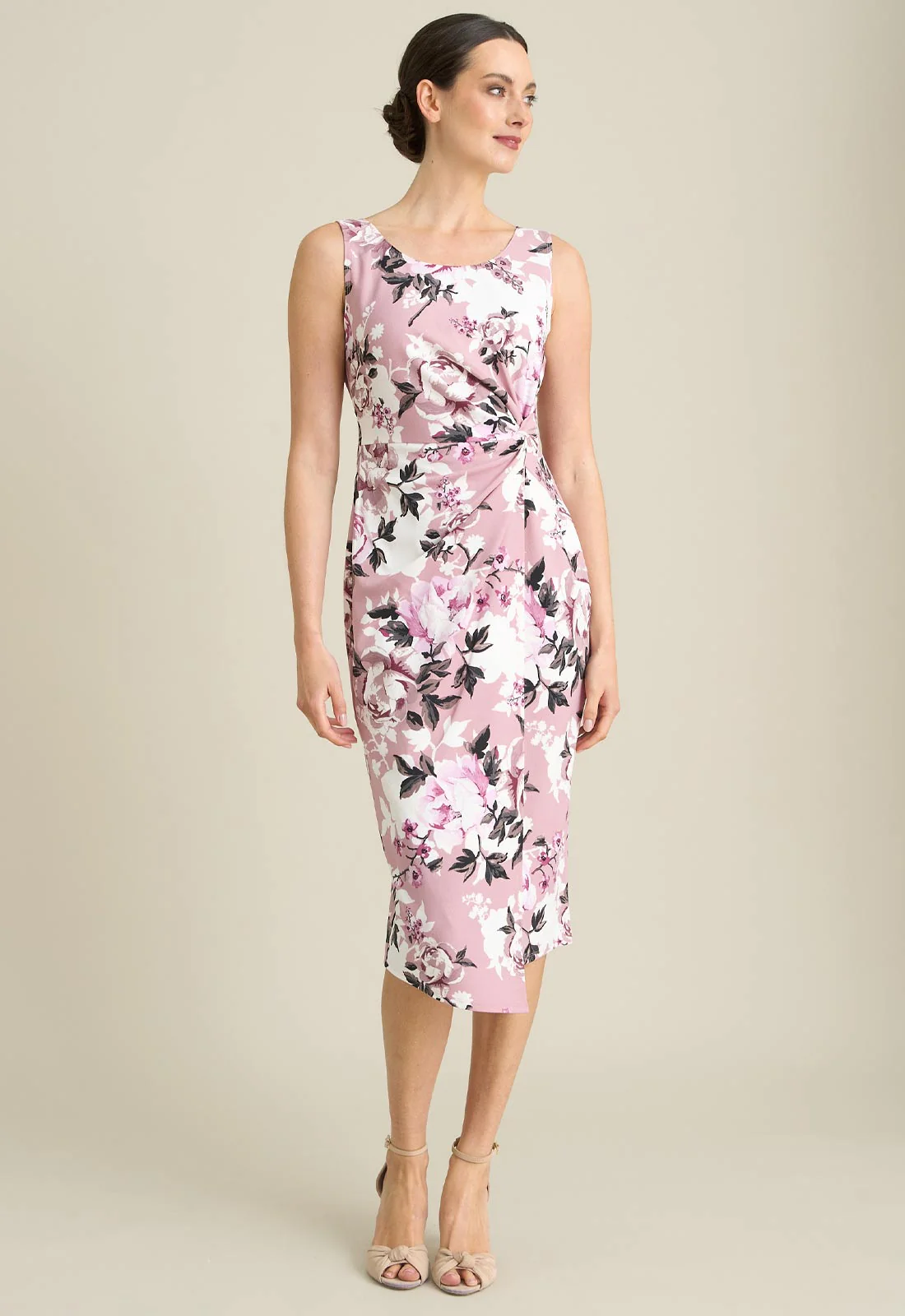 Gina Bacconi DARK ROSE Roma Twist Knot Floral Dress - Image 3