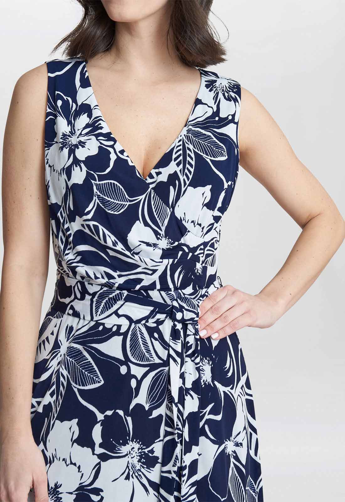 Gina Bacconi Navy Denise Fit And Flare Jersey Dress - Image 6