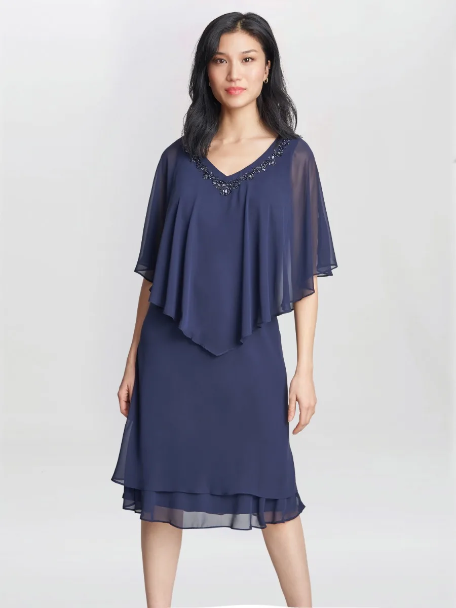 Gina Bacconi Diana V Neck Embellished Dress - Image 2