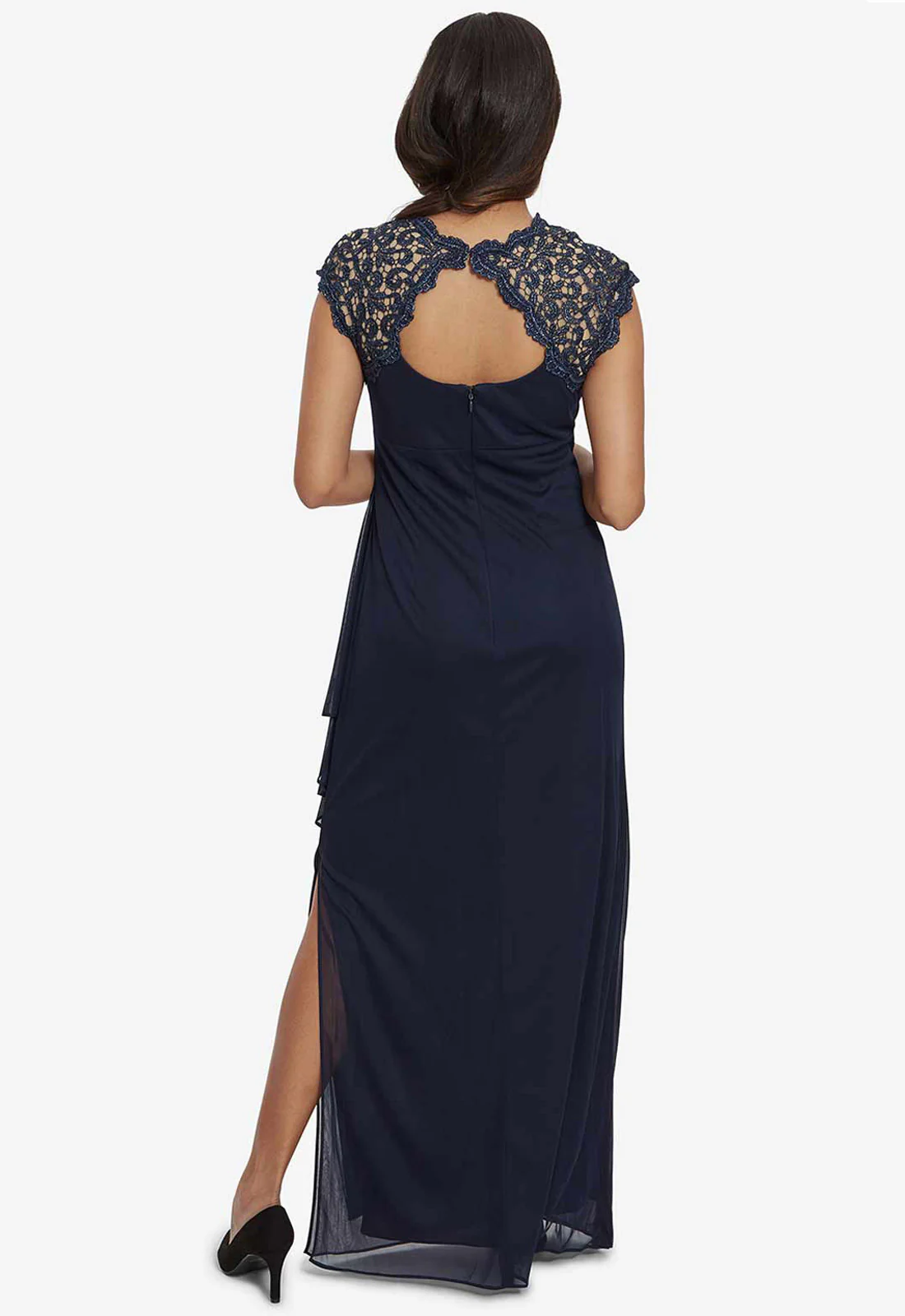 Gina Bacconi Navy Eleanor Maxi Mesh Dress - Image 2