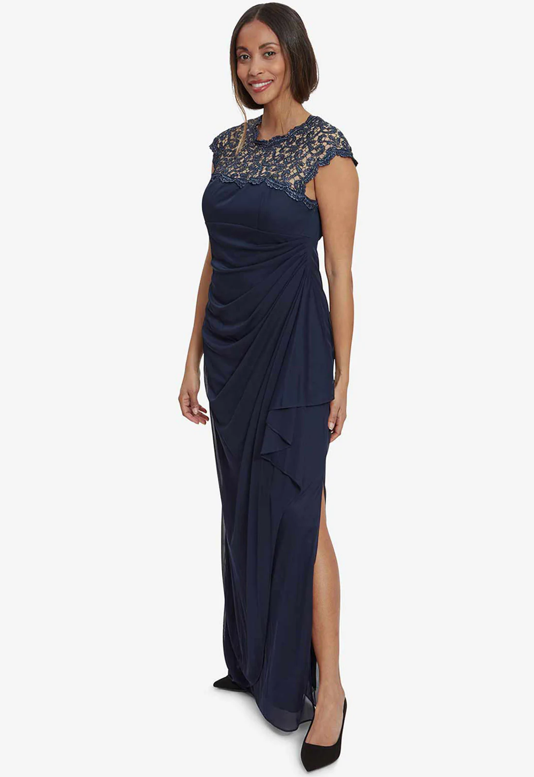 Gina Bacconi Navy Eleanor Maxi Mesh Dress - Image 3
