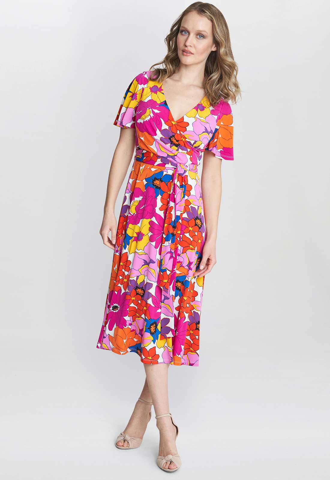 Gina Bacconi Orange Ellie Fit And Flare Dress - Image 2