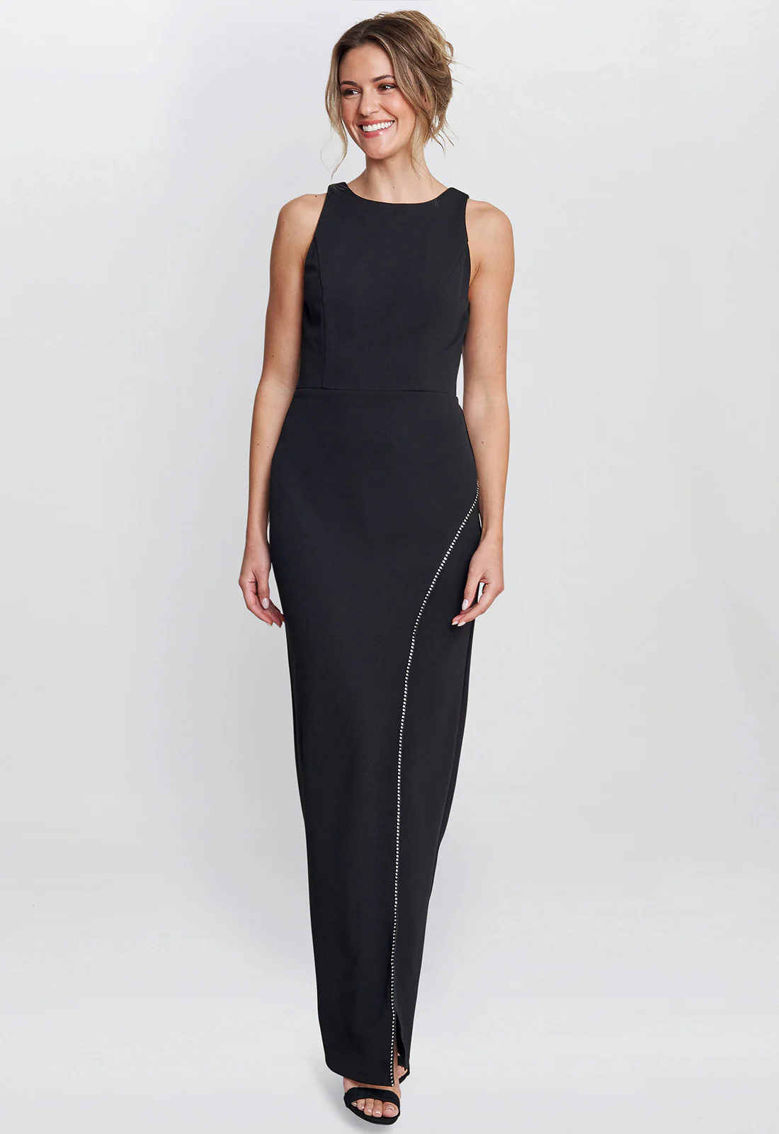 Gina Bacconi Black Esmeralda Sleeveless Column Maxi Dress - Image 3