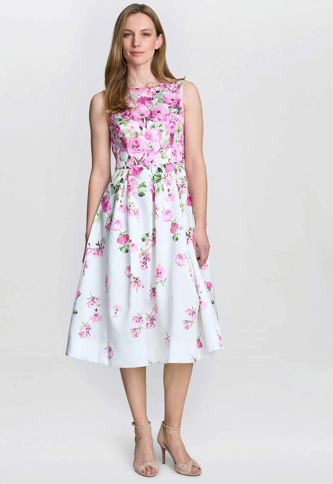 Gina Bacconi White Floral Sophia Midi Dress - Image 2
