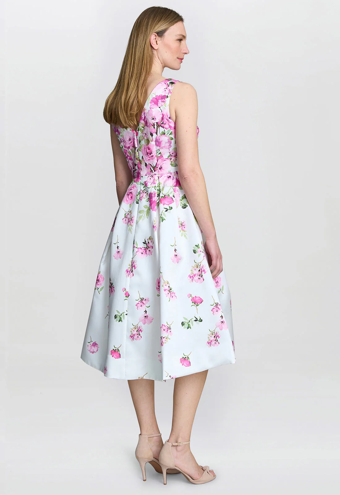 Gina Bacconi White Floral Sophia Midi Dress - Image 4