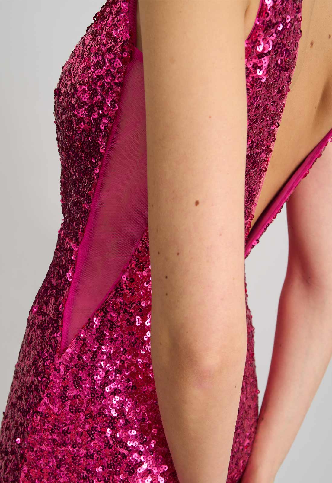 Gina Bacconi FUCHSIA Miller Sequin V Neck Maxi Dress - Image 4