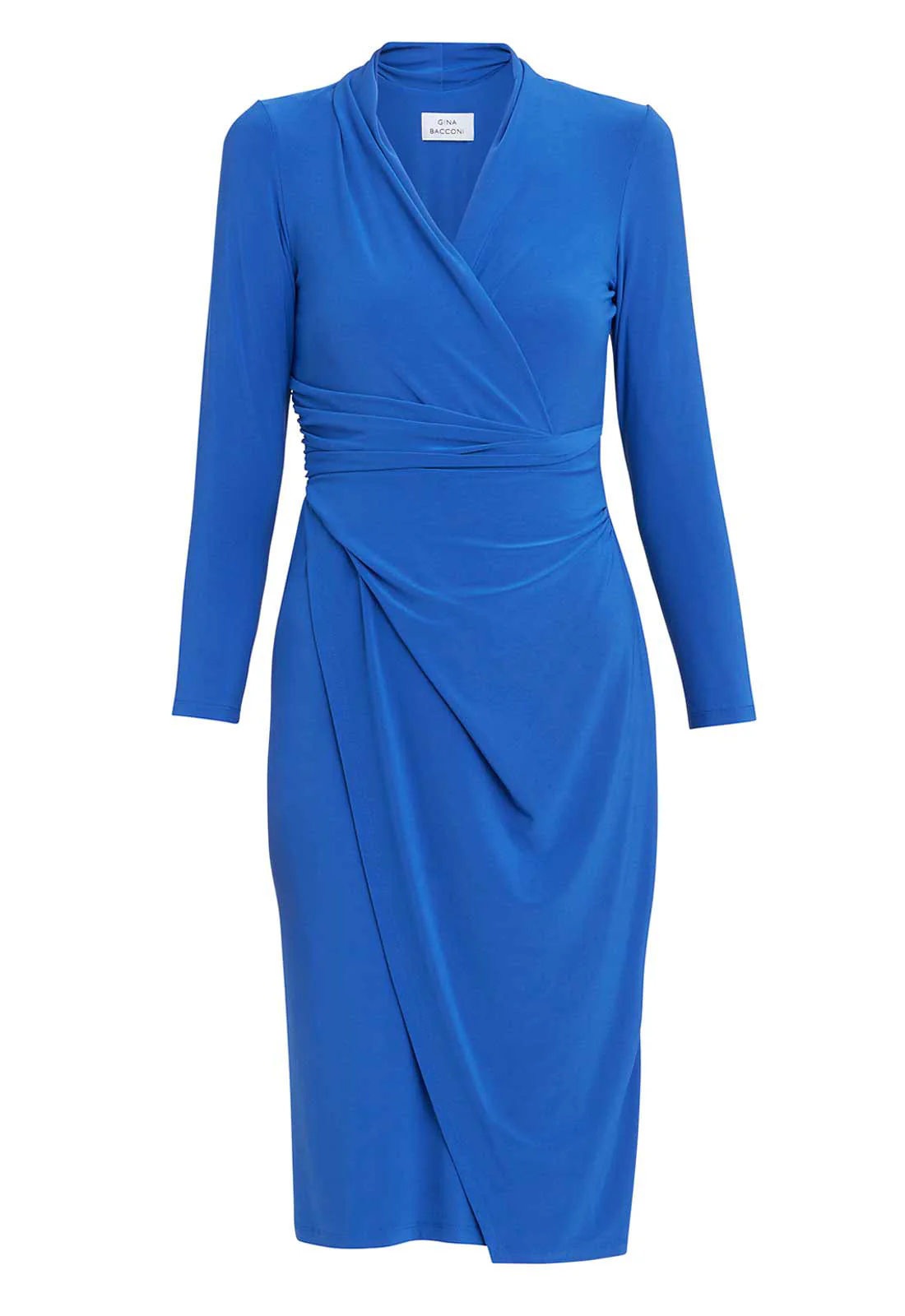 Gina Bacconi Blue Gloria Jersey Wrap Dress - Image 5