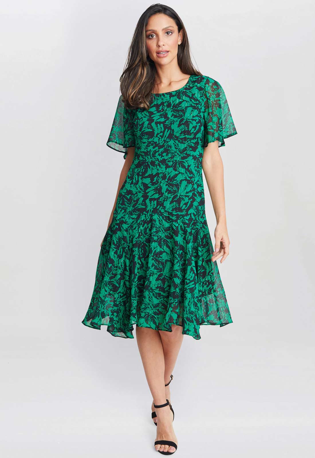 Gina Bacconi Gold Annette Chiffon Dress - Image 3