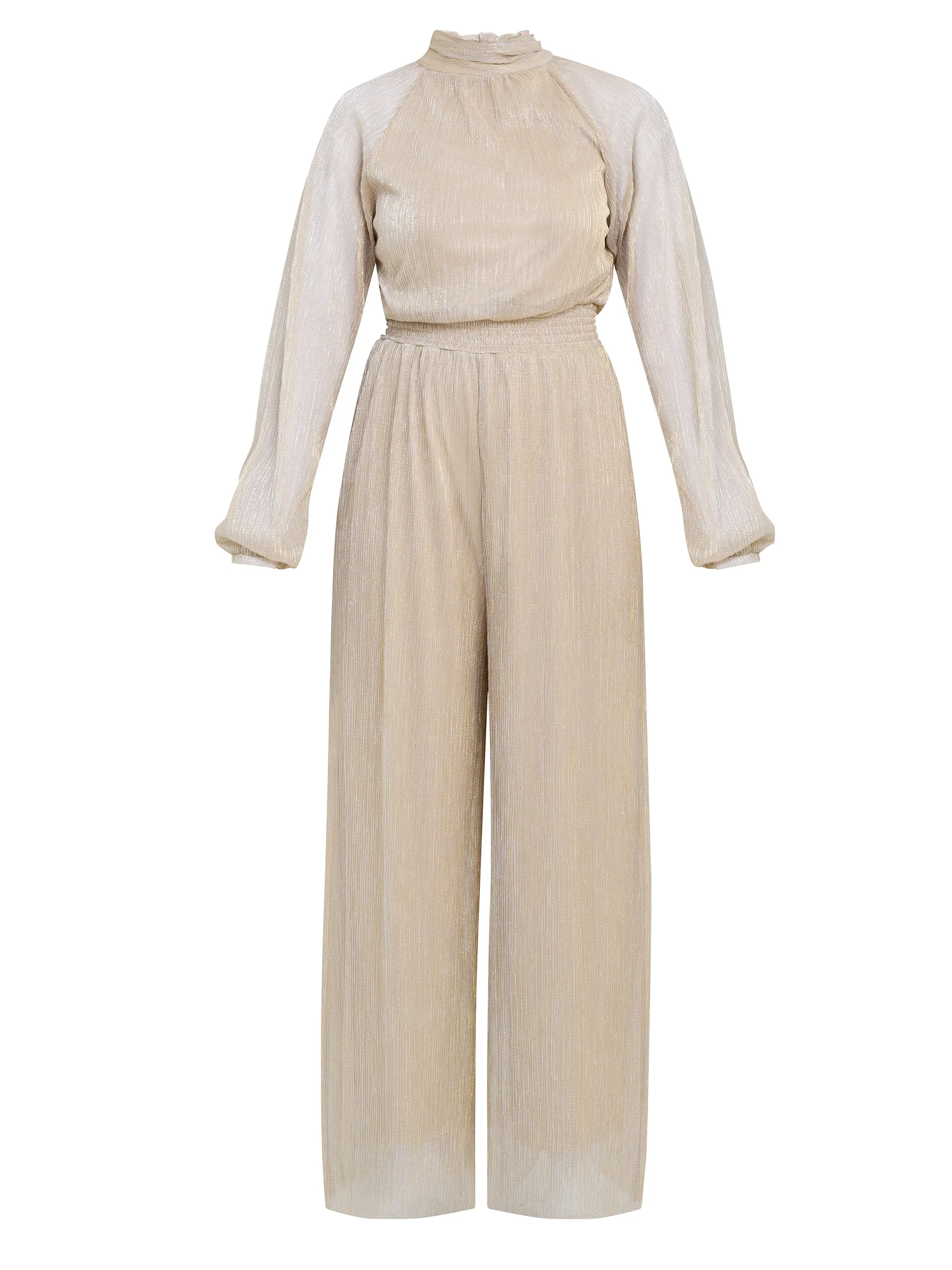 Gina Bacconi Gold / Silver Kylie Metallic Knit Jumpsuit