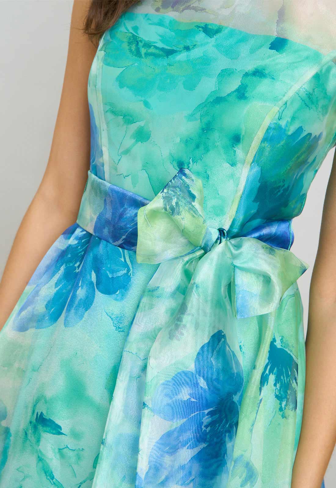 Gina Bacconi Green Amy Printed Organza Maxi Dress - Image 7