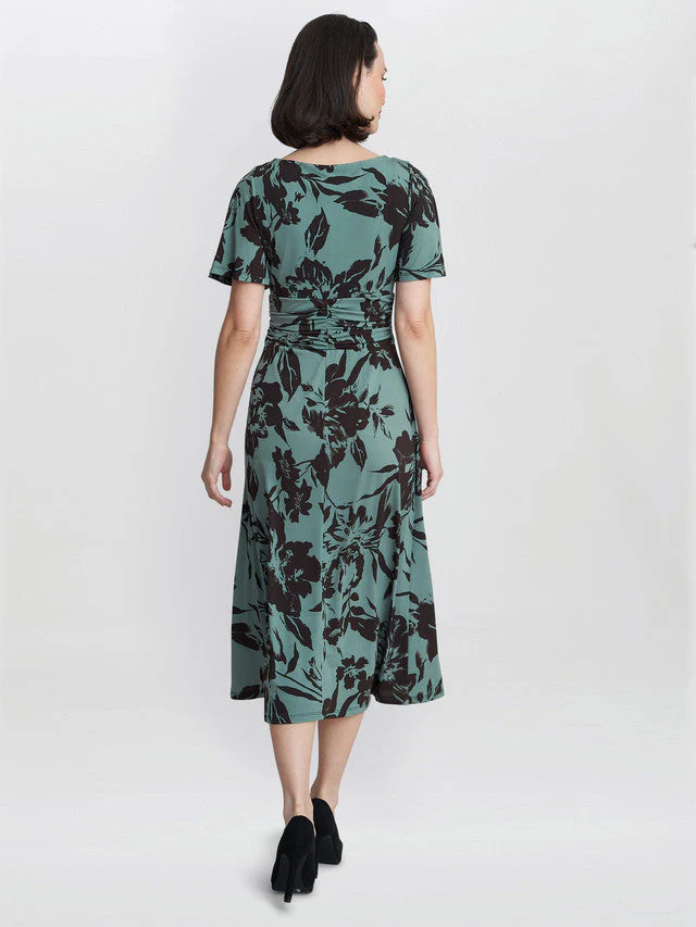 Gina Bacconi Green Heidi Jersey Print Dress - Image 3