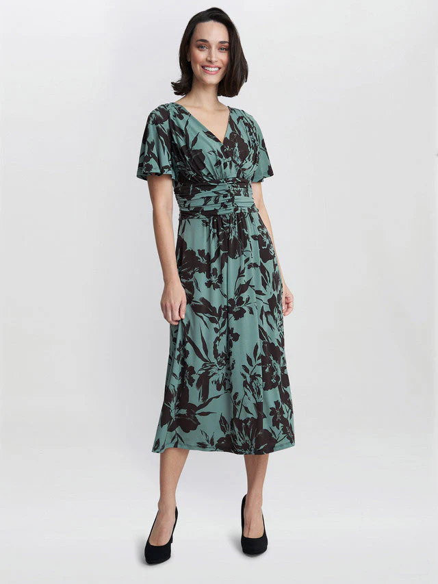 Gina Bacconi Green Heidi Jersey Print Dress - Image 4