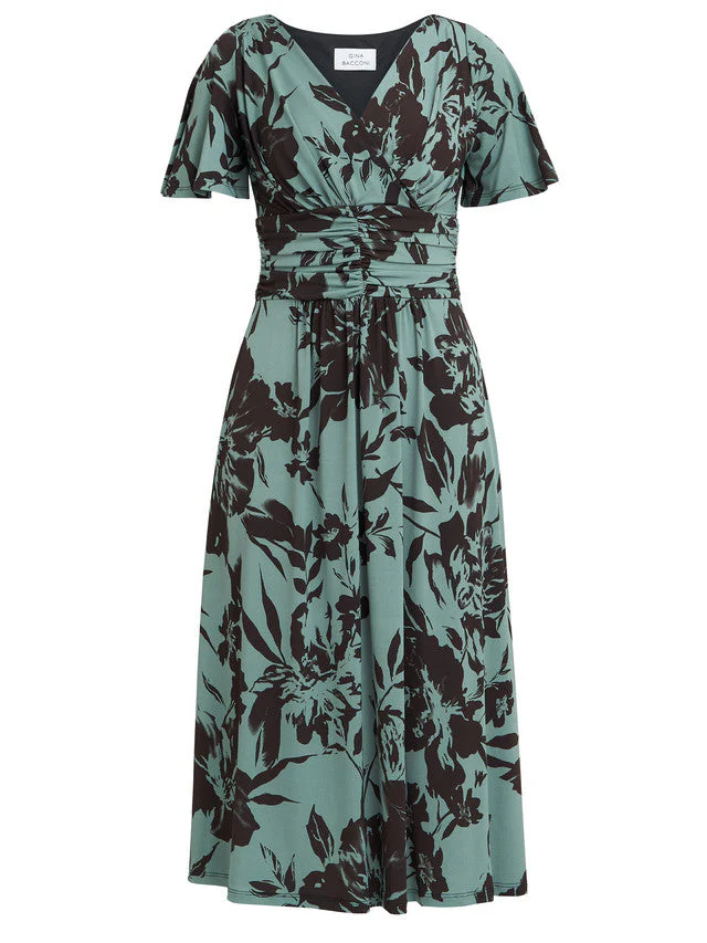Gina Bacconi Green Heidi Jersey Print Dress - Image 5