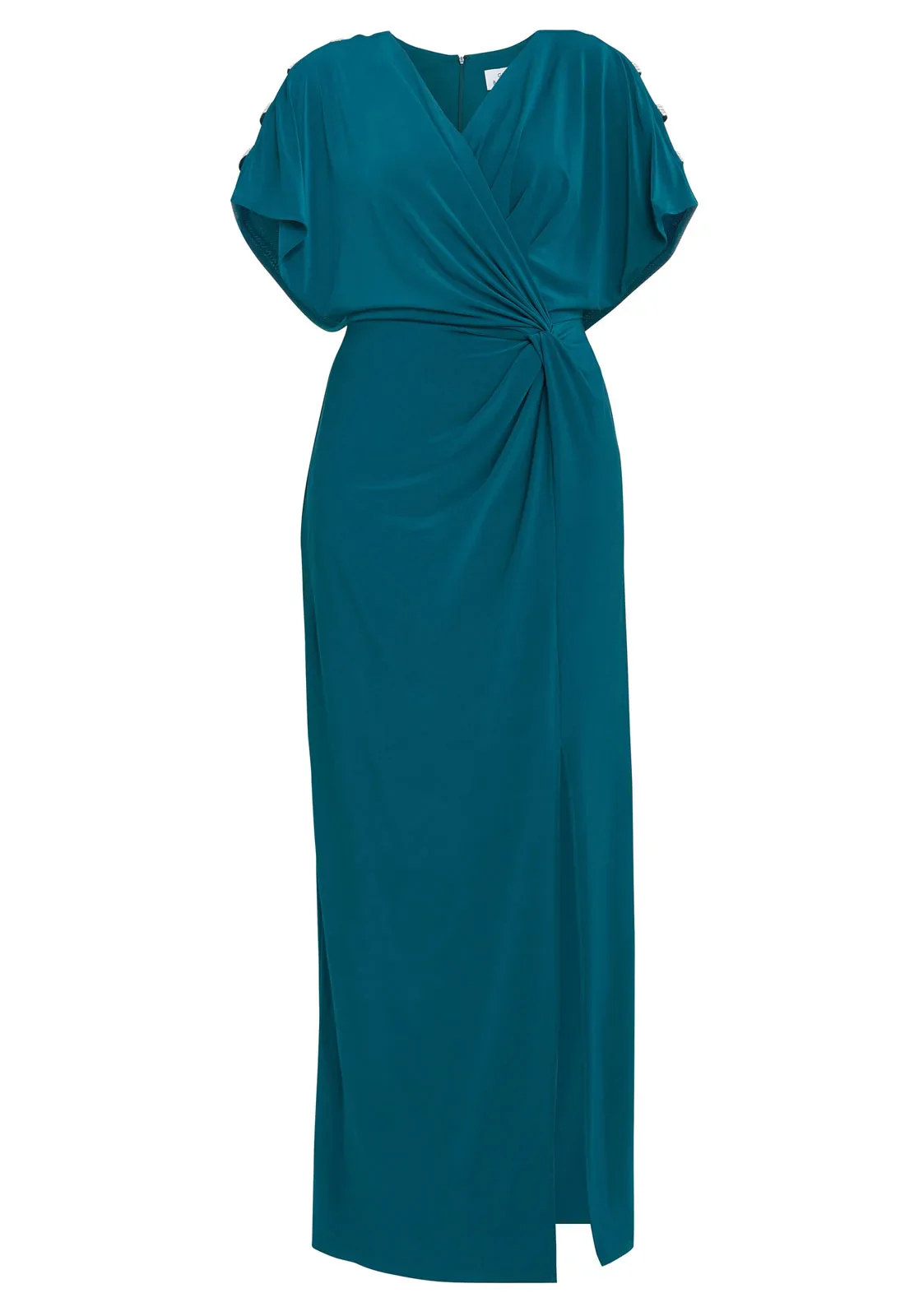 Gina Bacconi Green Pascale Long Knot Front Jersey Dress - Image 2