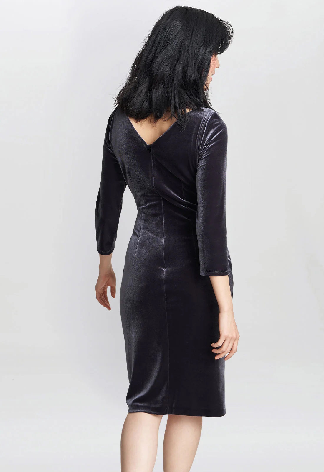 Gina Bacconi Grey Zoe Velvet Wrap Dress - Image 3