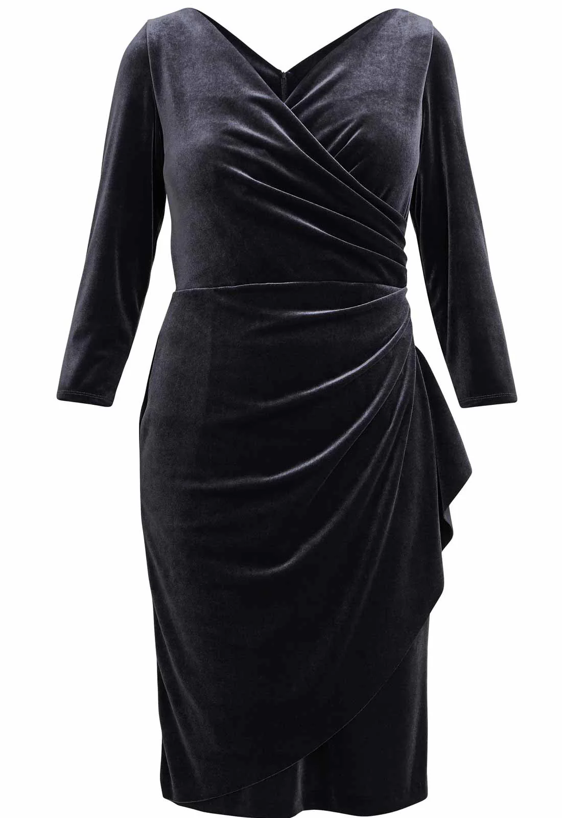 Gina Bacconi Grey Zoe Velvet Wrap Dress - Image 5
