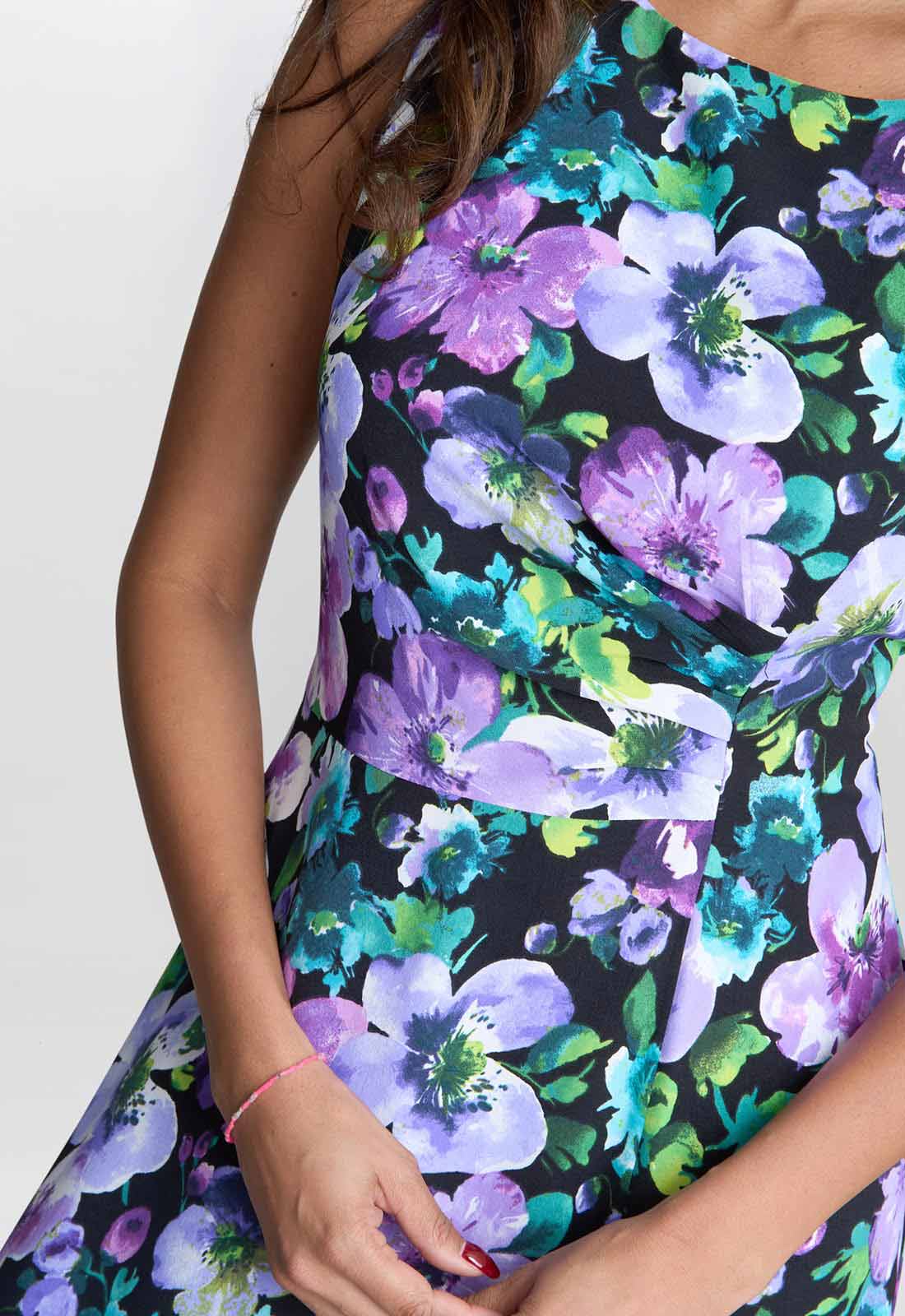 Gina Bacconi Blue Jeselle Floral Printed Dress - Image 2