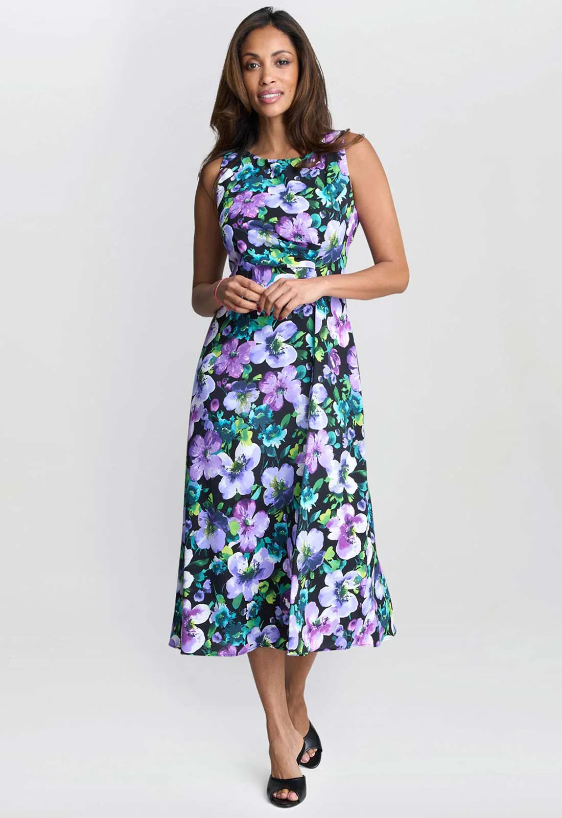 Gina Bacconi Blue Jeselle Floral Printed Dress - Image 4