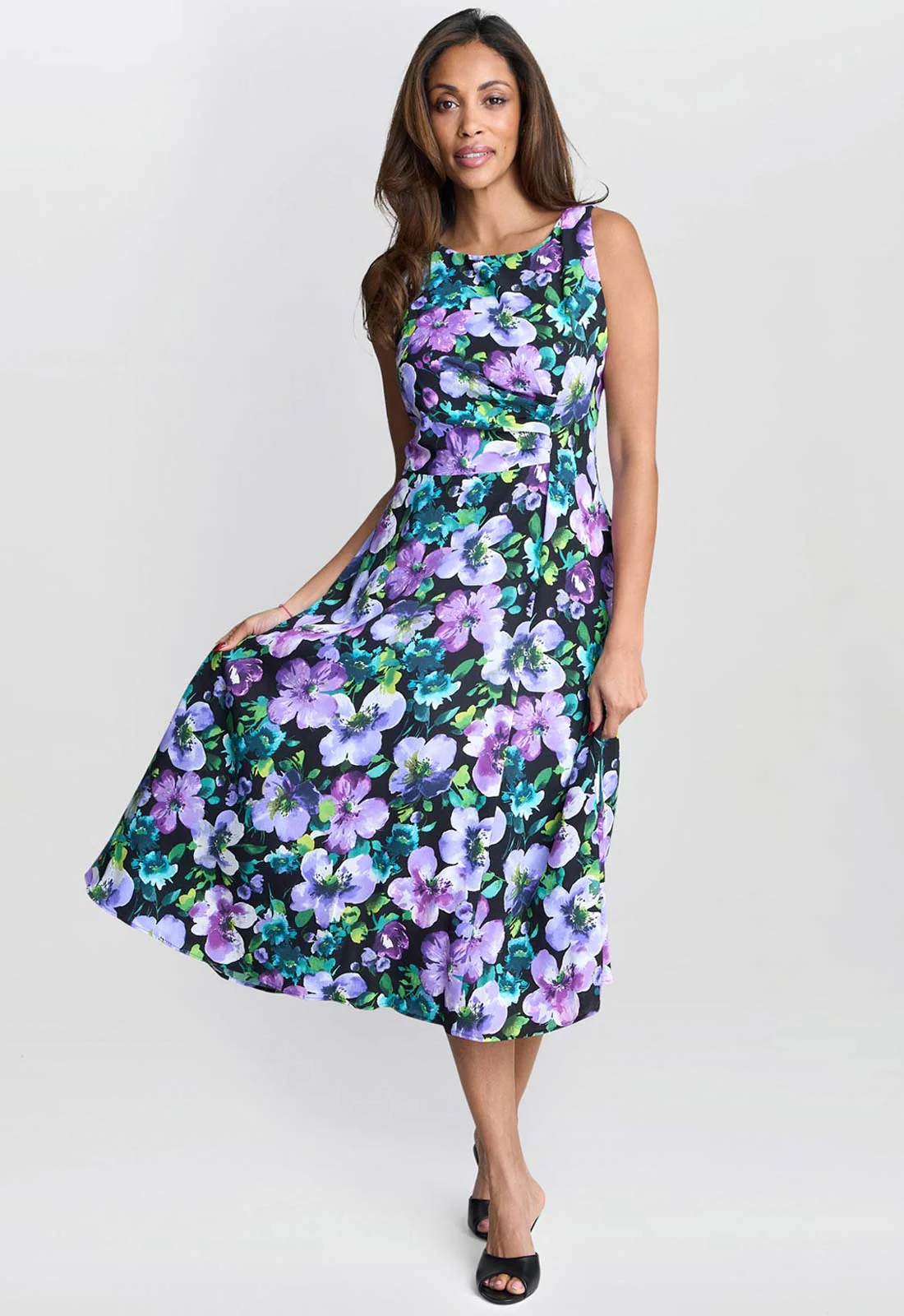 Gina Bacconi Blue Jeselle Floral Printed Dress - Image 6
