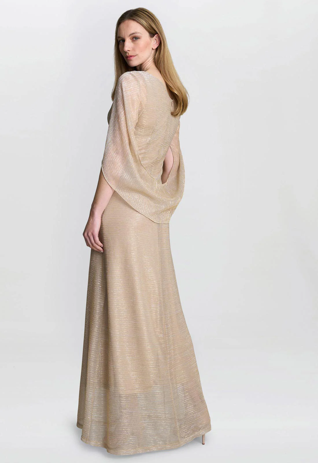 Gina Bacconi Gold Joanna Metallic Knit Maxi Dress - Image 2