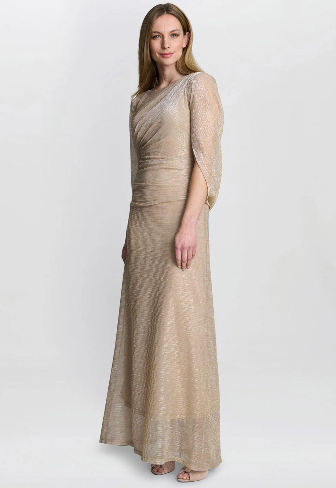 Gina Bacconi Gold Joanna Metallic Knit Maxi Dress - Image 3