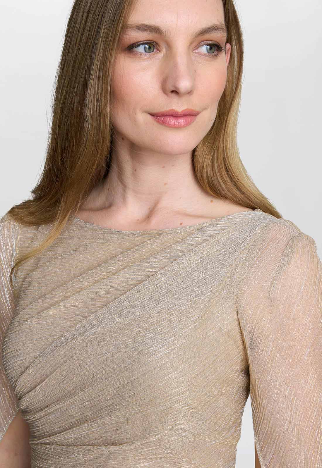 Gina Bacconi Gold Joanna Metallic Knit Maxi Dress - Image 5
