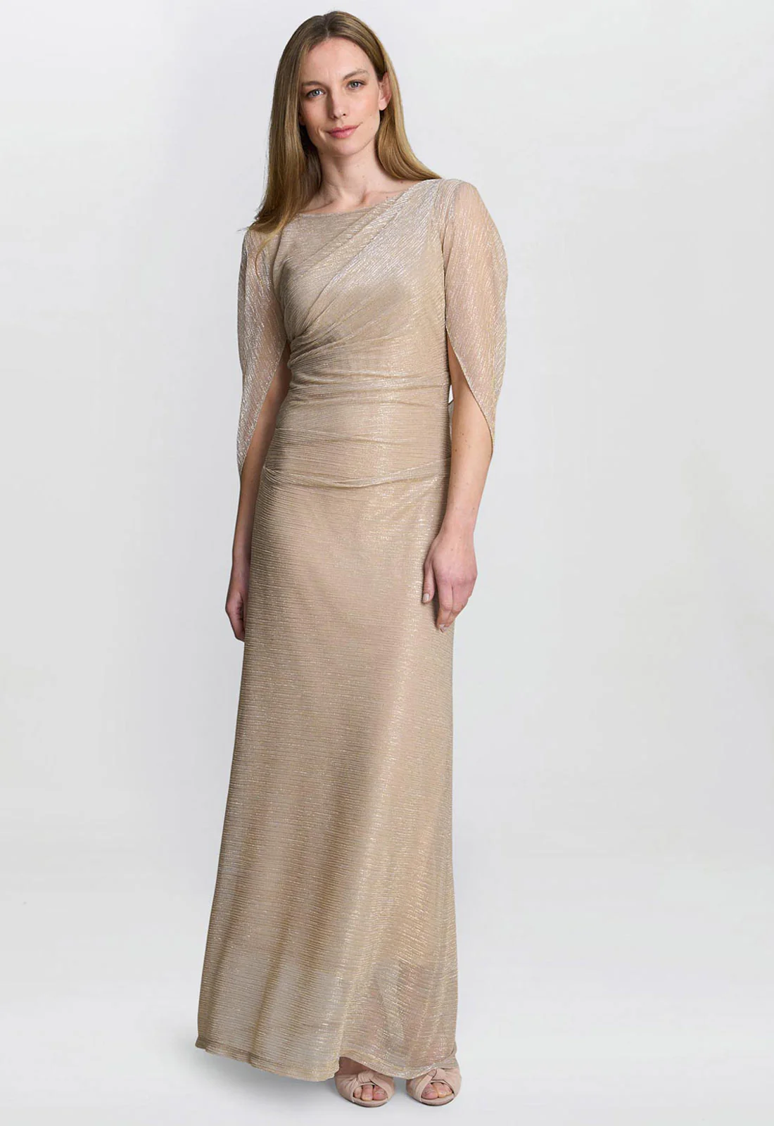 Gina Bacconi Gold Joanna Metallic Knit Maxi Dress - Image 6