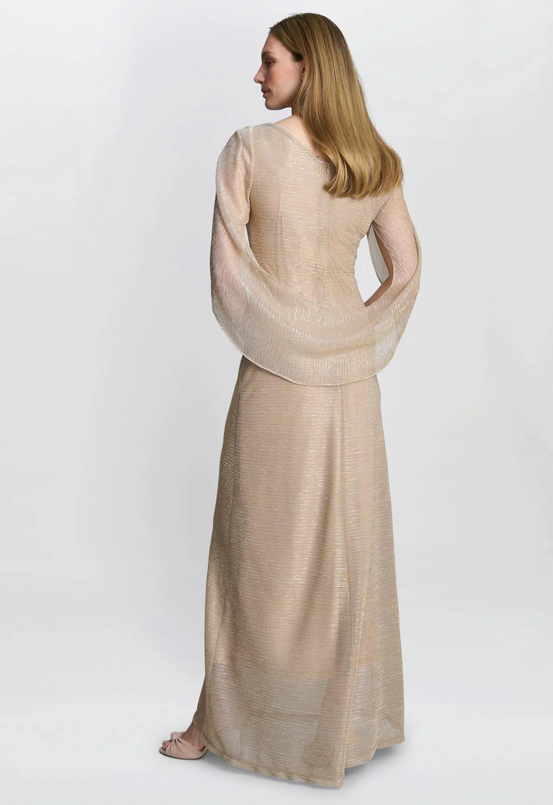 Gina Bacconi Gold Joanna Metallic Knit Maxi Dress - Image 8