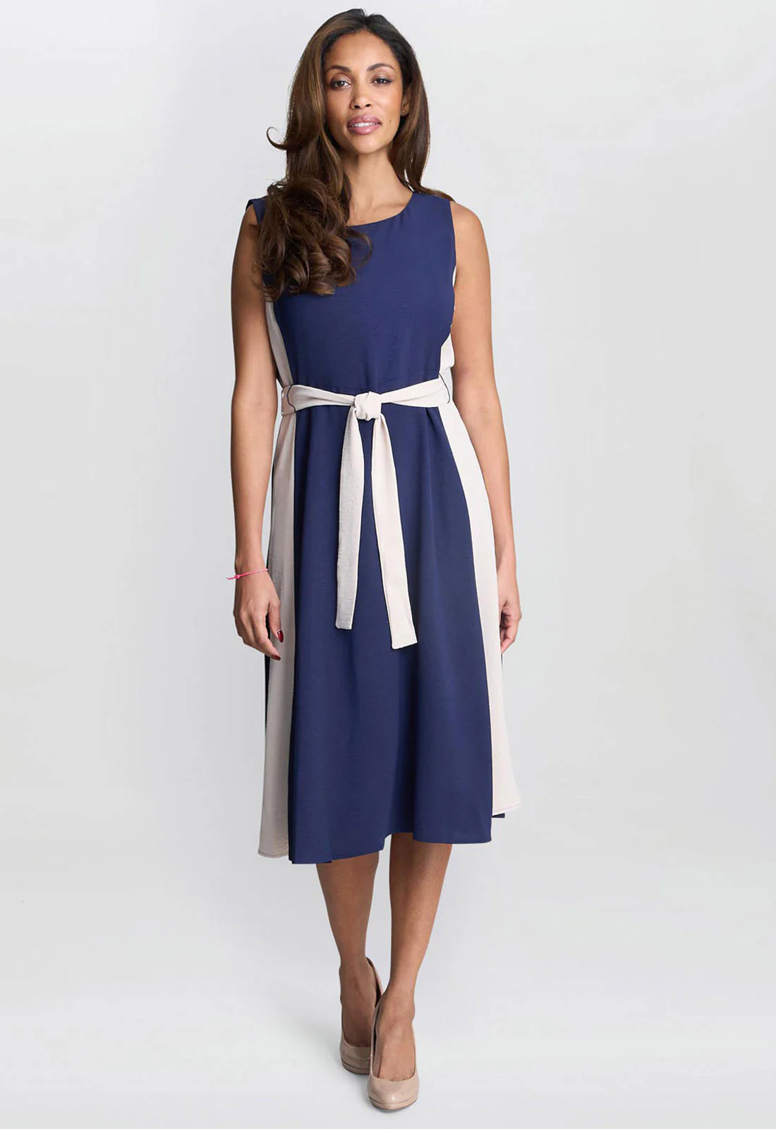 Gina Bacconi Navy Kendall Two Tone Dress - Image 3