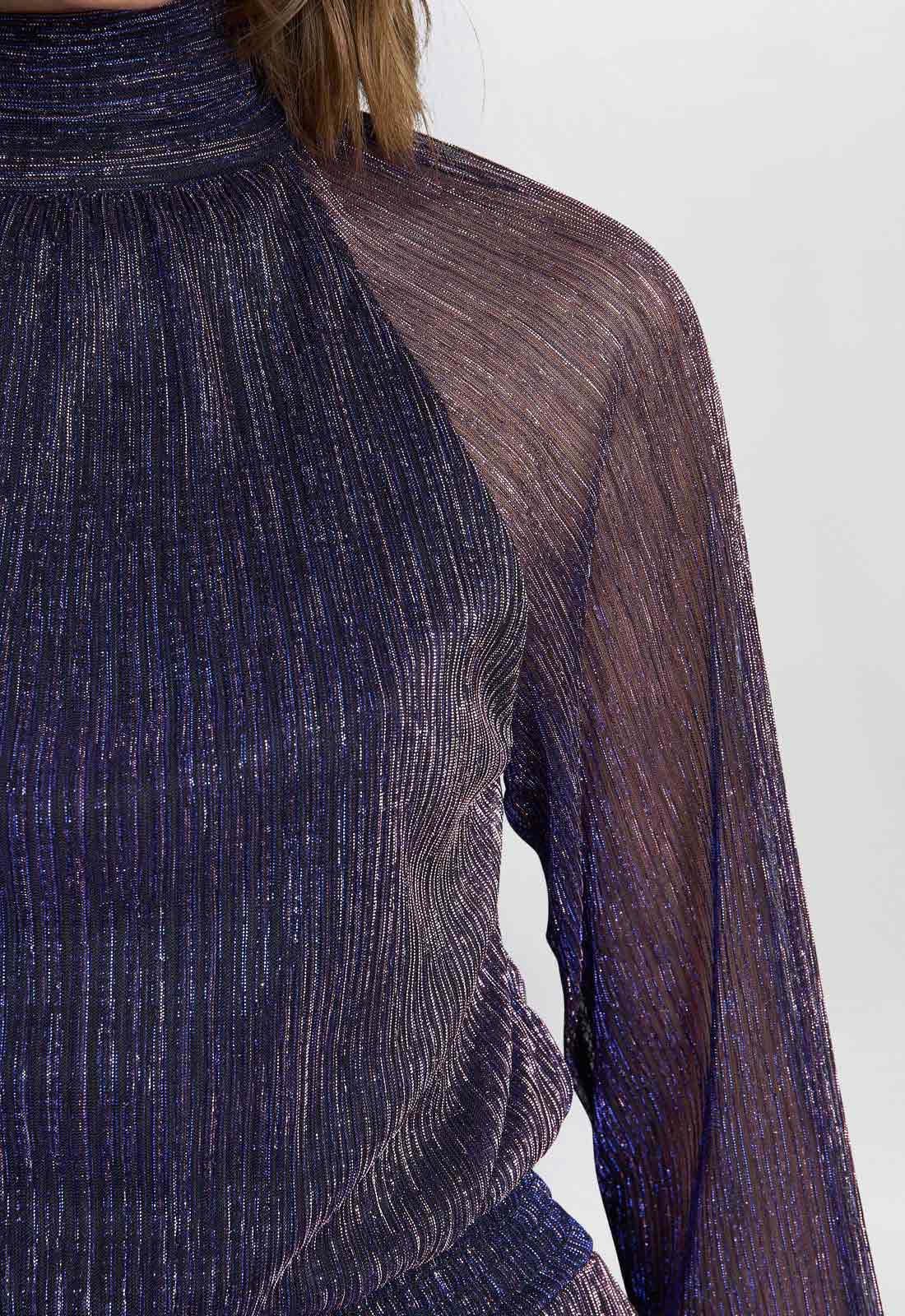 Gina Bacconi Blue Kylie Metallic Knit Jumpsuit - Image 5