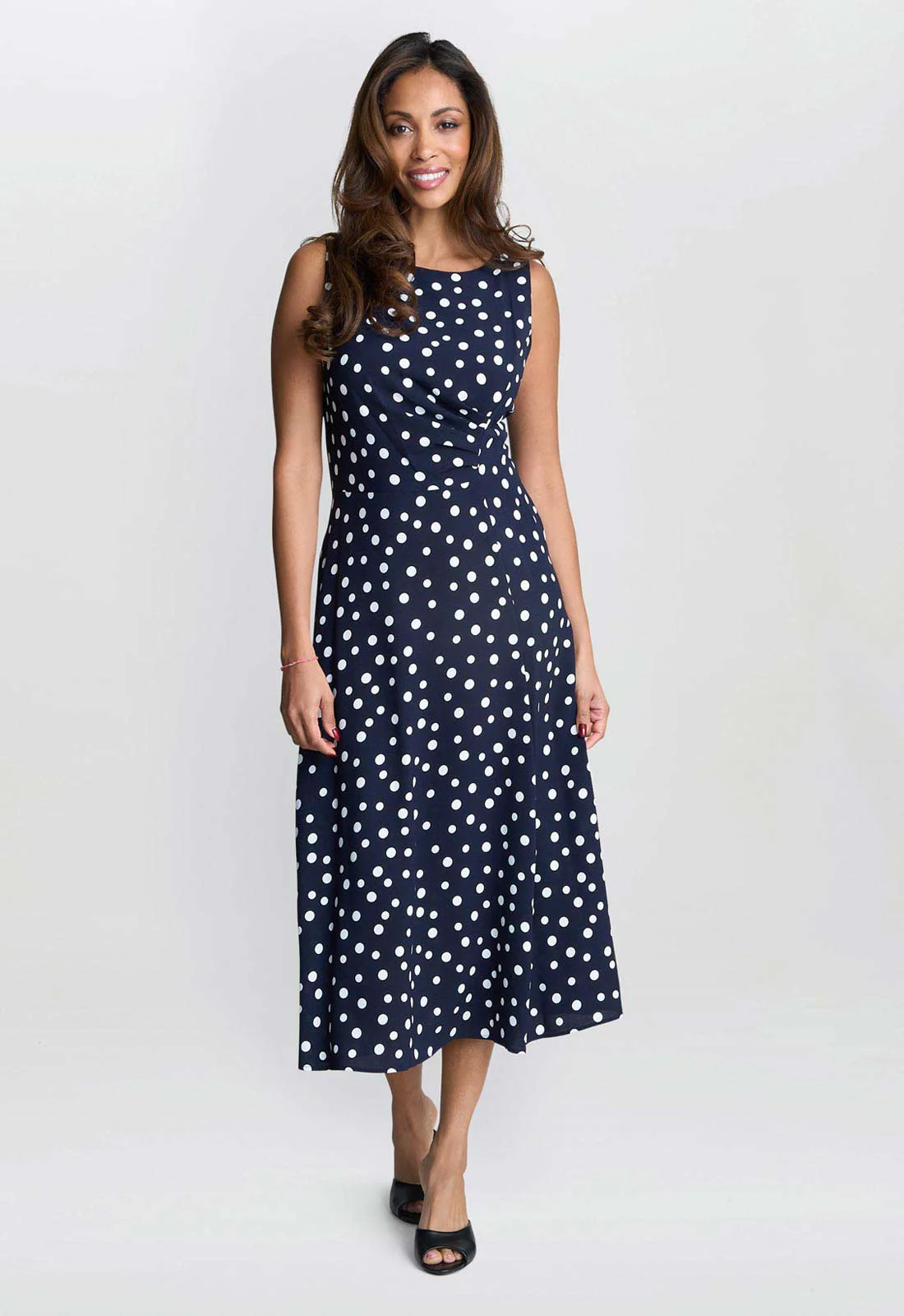Gina Bacconi Navy Lacinda Spot Dress