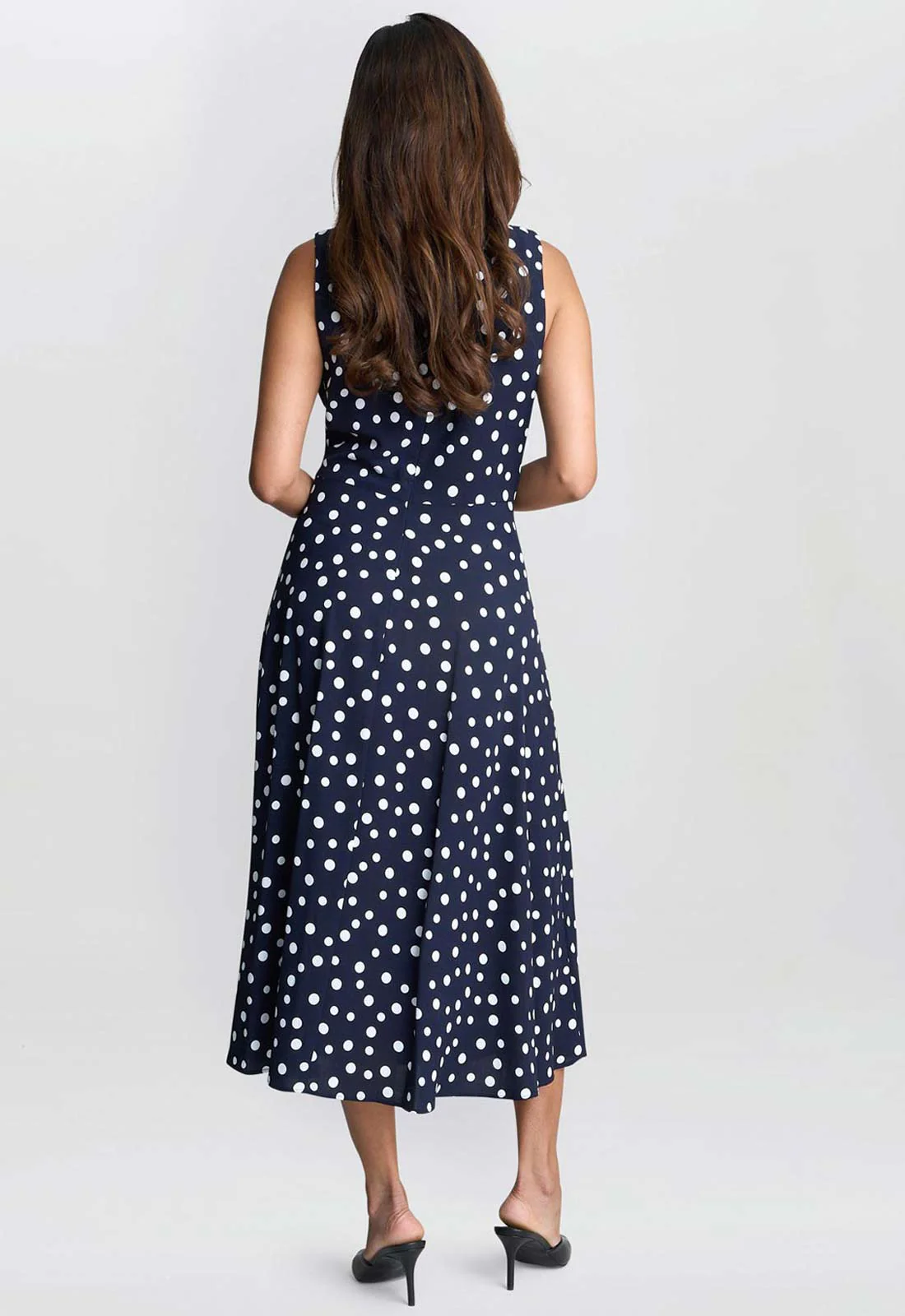 Gina Bacconi Navy Lacinda Spot Dress - Image 3