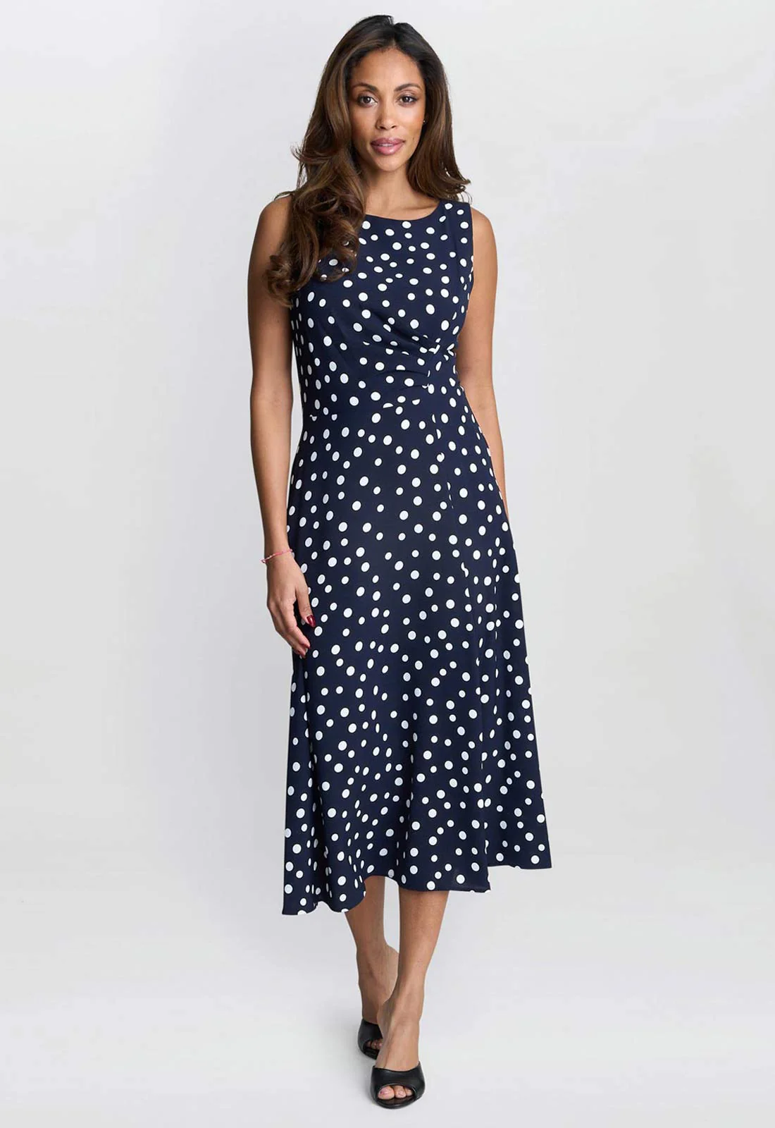 Gina Bacconi Navy Lacinda Spot Dress - Image 4