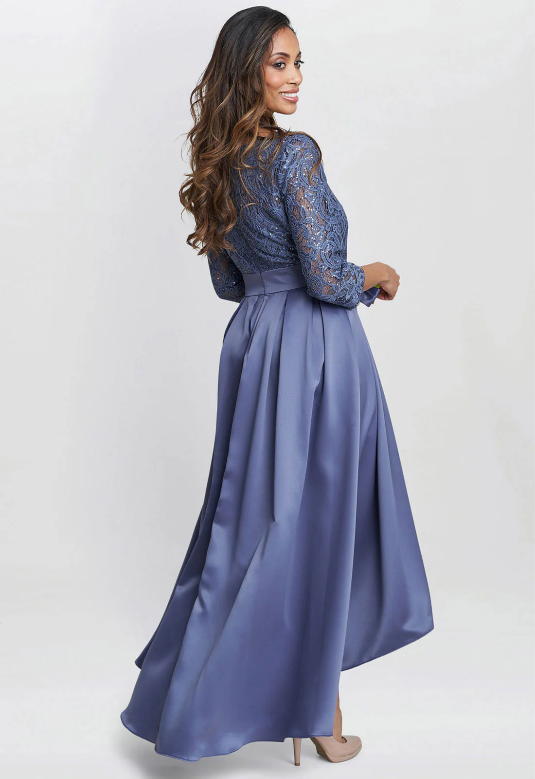 Gina Bacconi Blue Leona Sequin Lace Dress - Image 2
