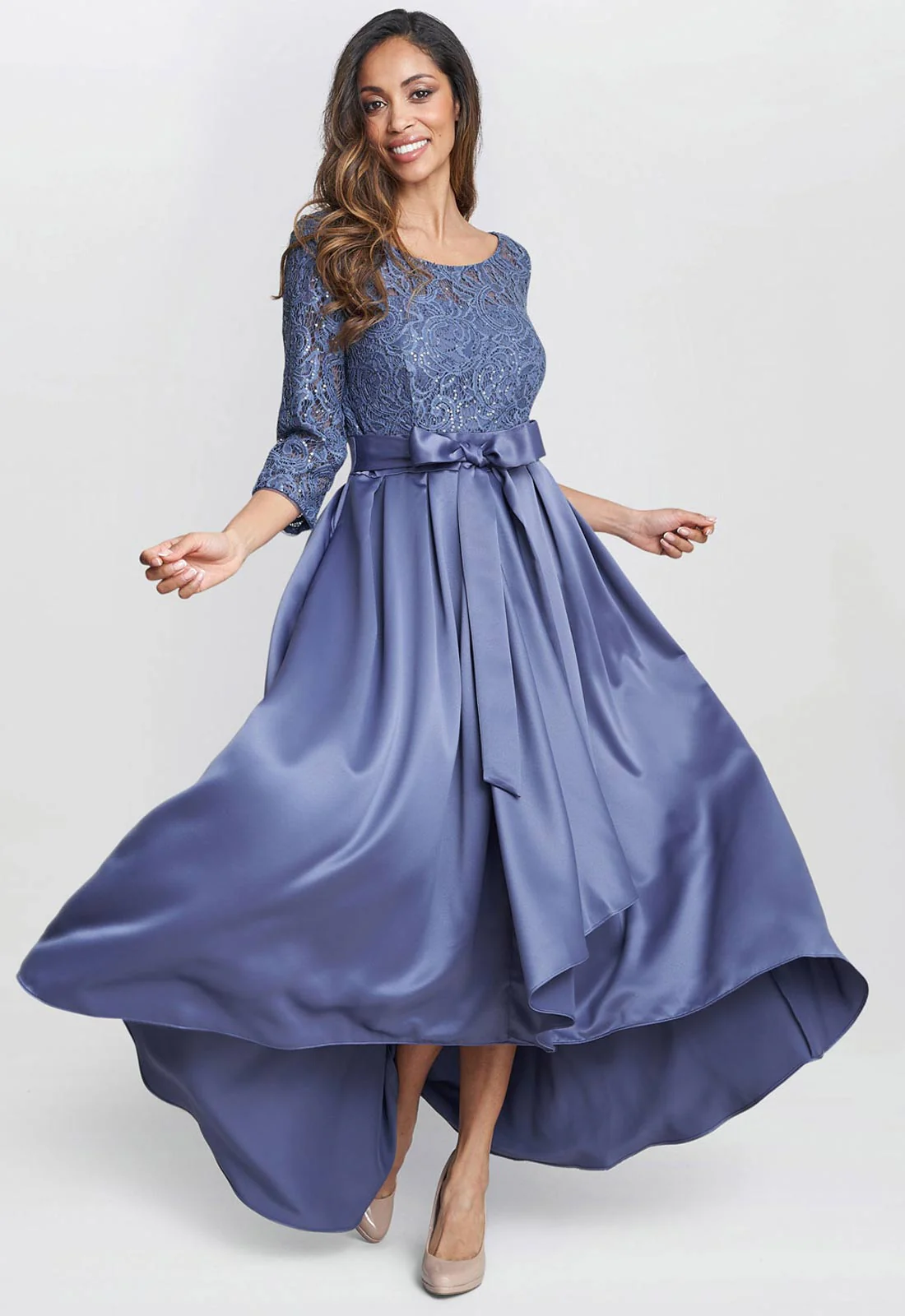 Gina Bacconi Blue Leona Sequin Lace Dress - Image 6