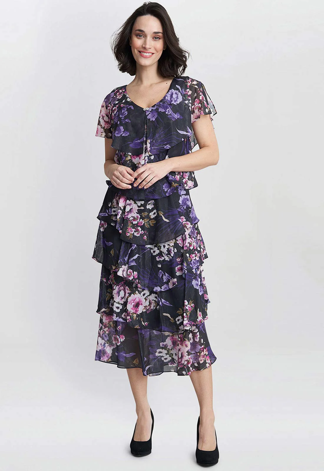 Gina Bacconi Black Leticia Floral Print Dress - Image 4