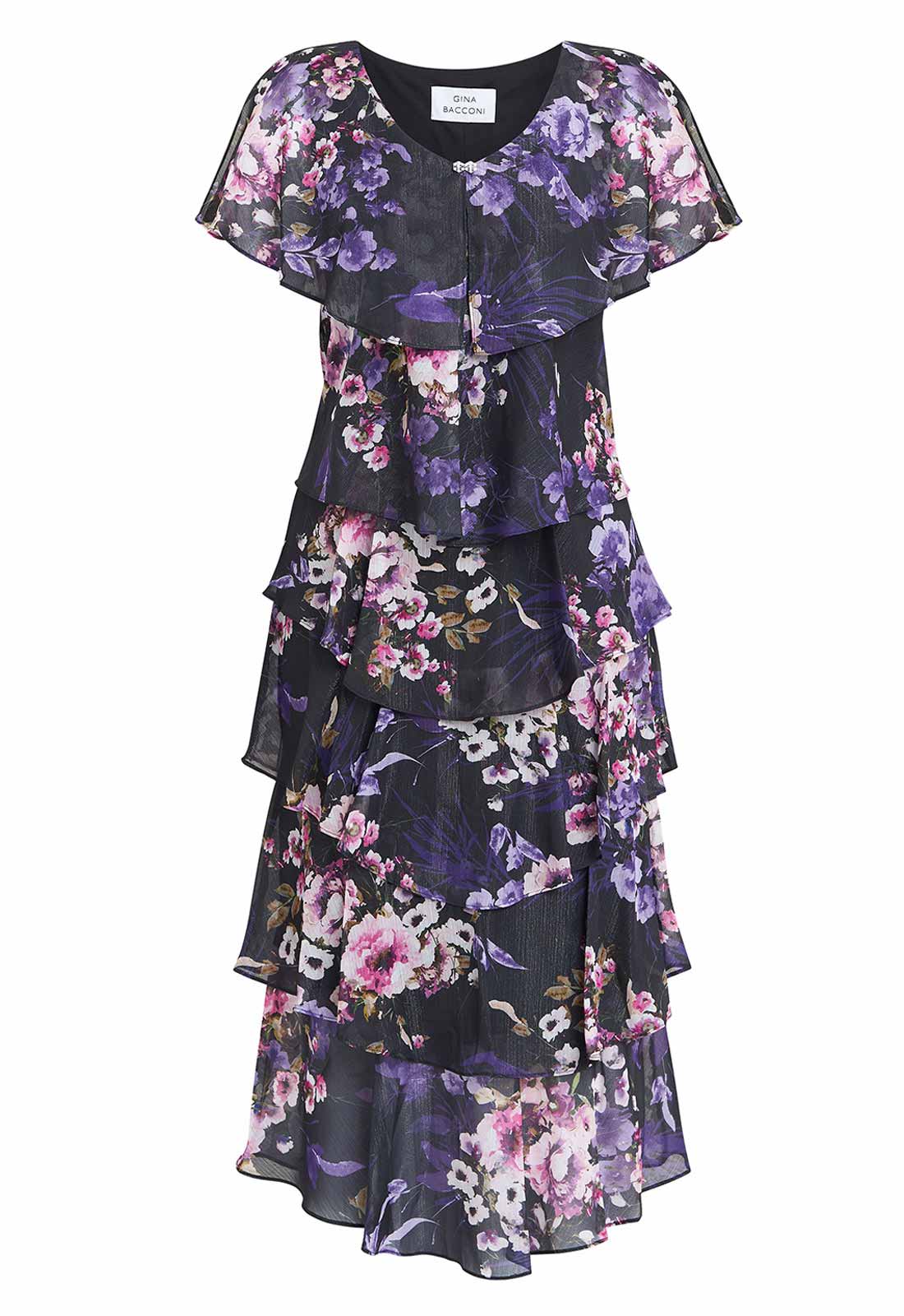 Gina Bacconi Black Leticia Floral Print Dress - Image 5