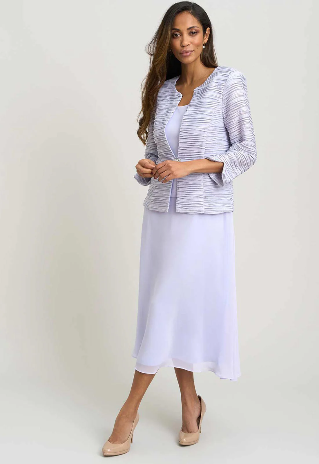 Gina Bacconi LILAC Page Fancy Jacket & Chiffon Dress - Image 2