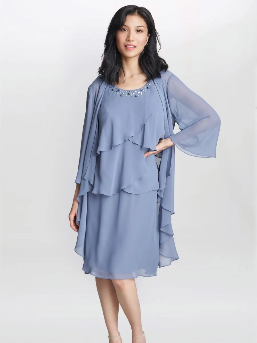 Gina Bacconi Lois Jacket Dress With Tiered Bodice - Image 2
