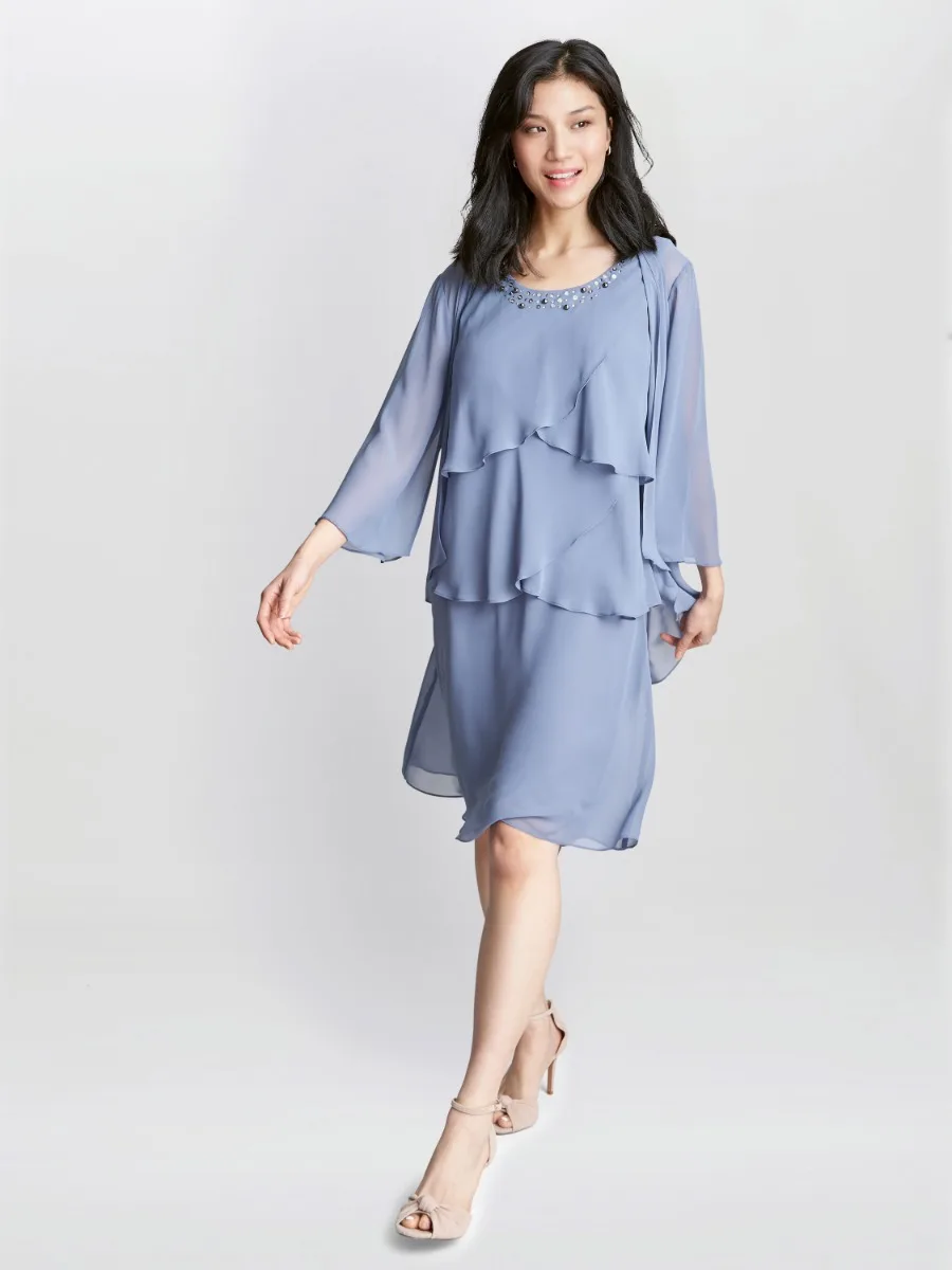 Gina Bacconi Lois Jacket Dress With Tiered Bodice - Image 6
